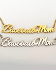 Baseball mom necklace main product picture. Both gold and silver necklace is featured in this picture.