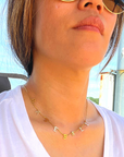 BASEBALL Necklace product mockup picture on an actual model.