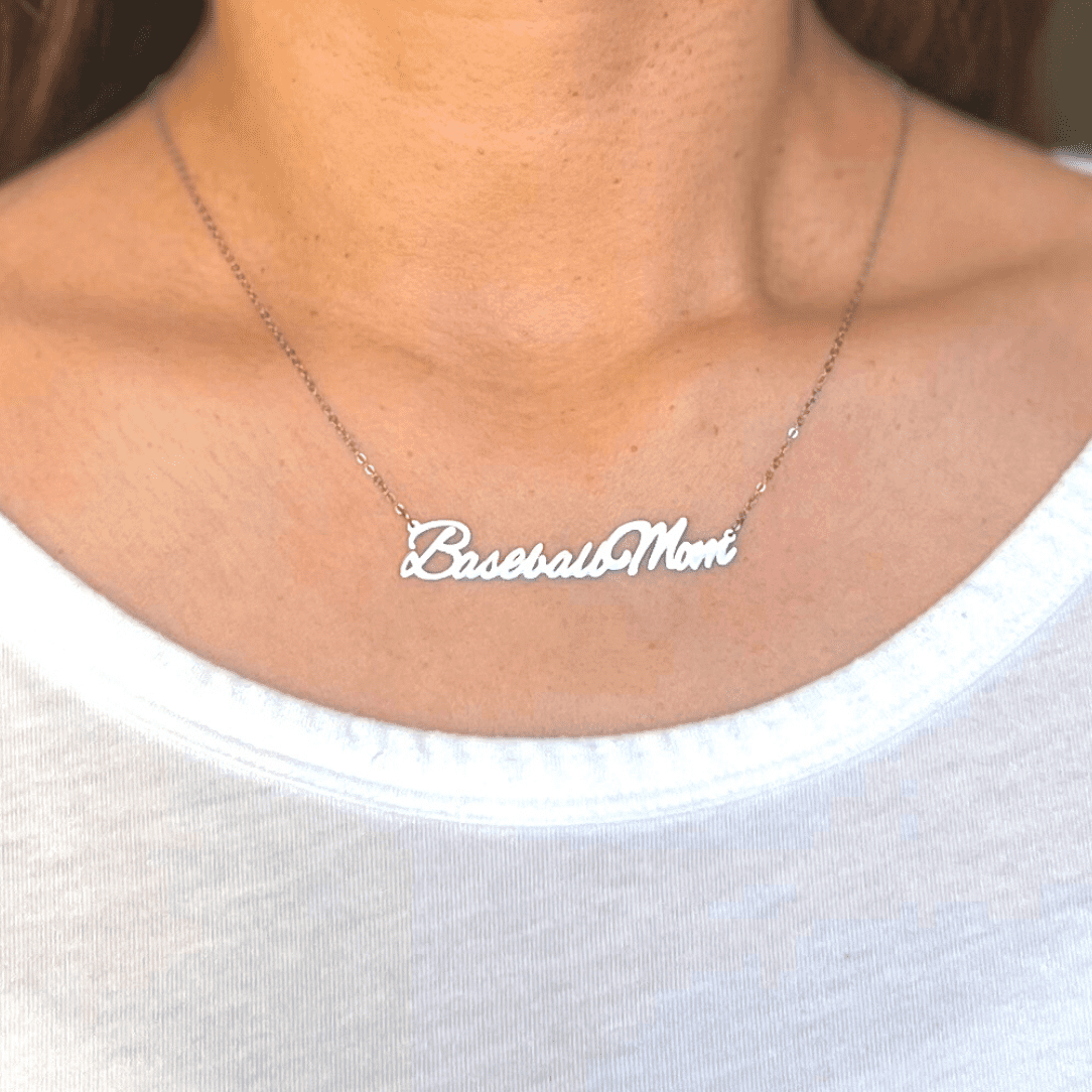 Product profile picture for baseball mom necklace, both gold and silver