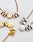 MOM baseball necklace main product picture in gold, silver and rose gold